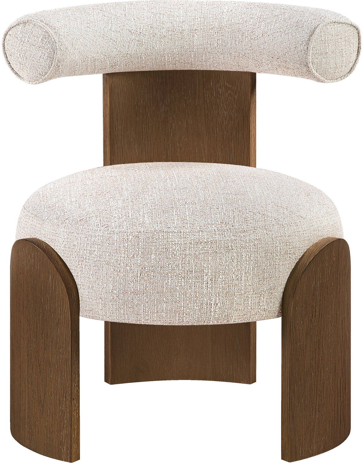 Calder - Linen Textured Fabric Upholstered Accent Chair - Painted Brown Base