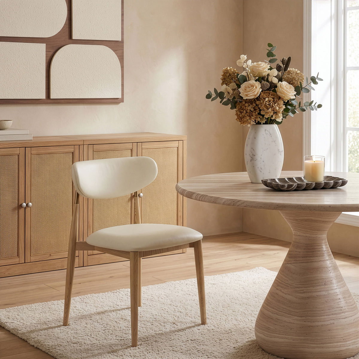 Ronda - Vegan Leather Upholstered Dining Side Chair - Natural Legs