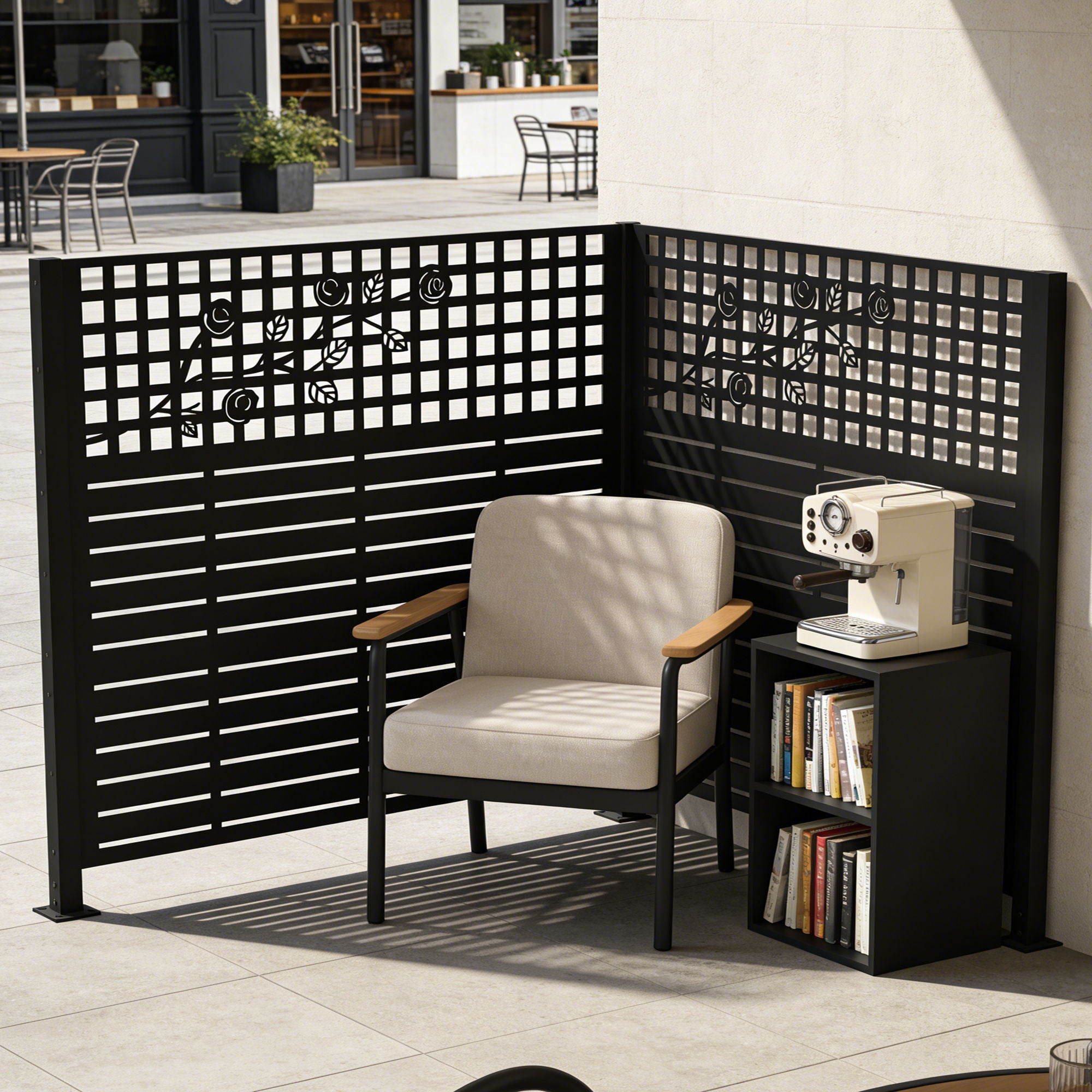 2 Panels Privacy Screen, Outdoor Privacy Panels, Trash Can Enclosure, Air Conditioner Fence - Black