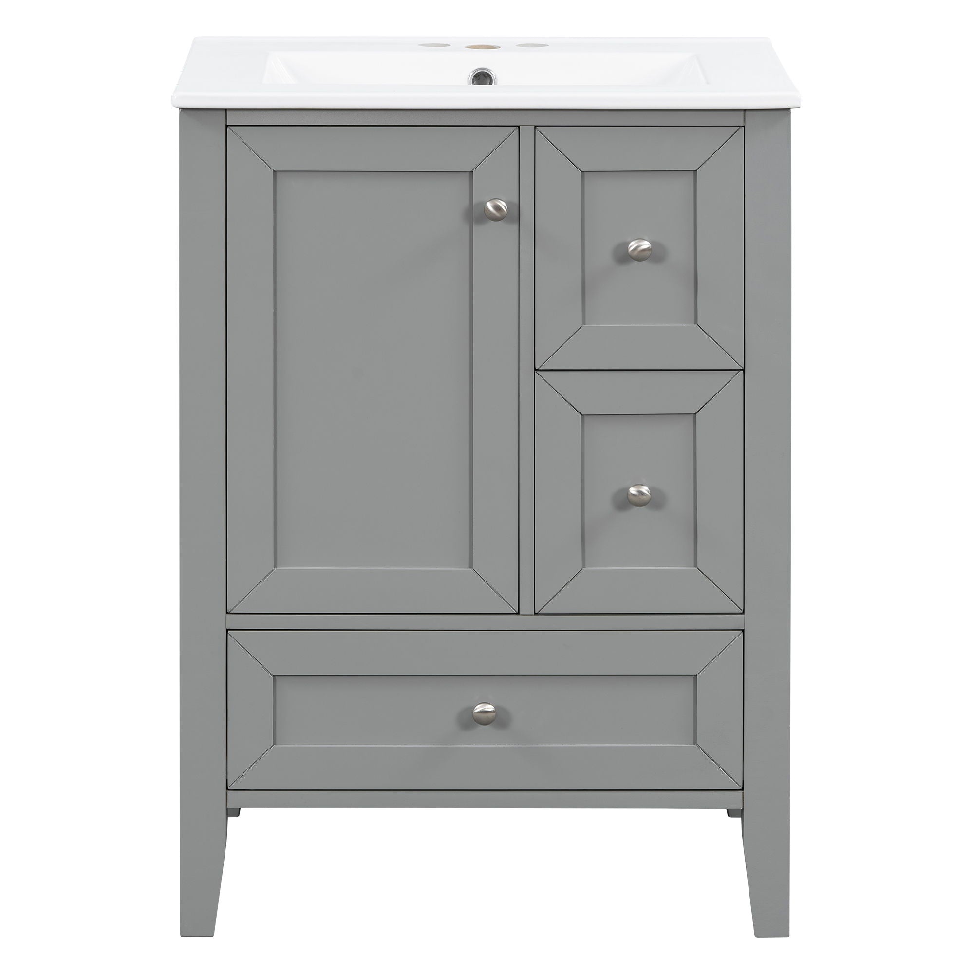 Modern Bathroom Vanity With Sink, Freestanding Cabinet With Drawers And Shelves