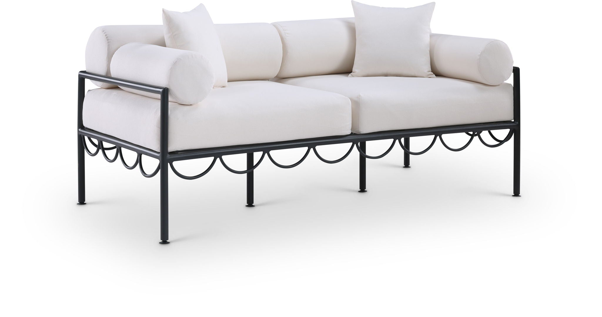 Portofino - Resilient Water Repellent Fabric 69.75" Upholstered Outdoor Patio Loveseat