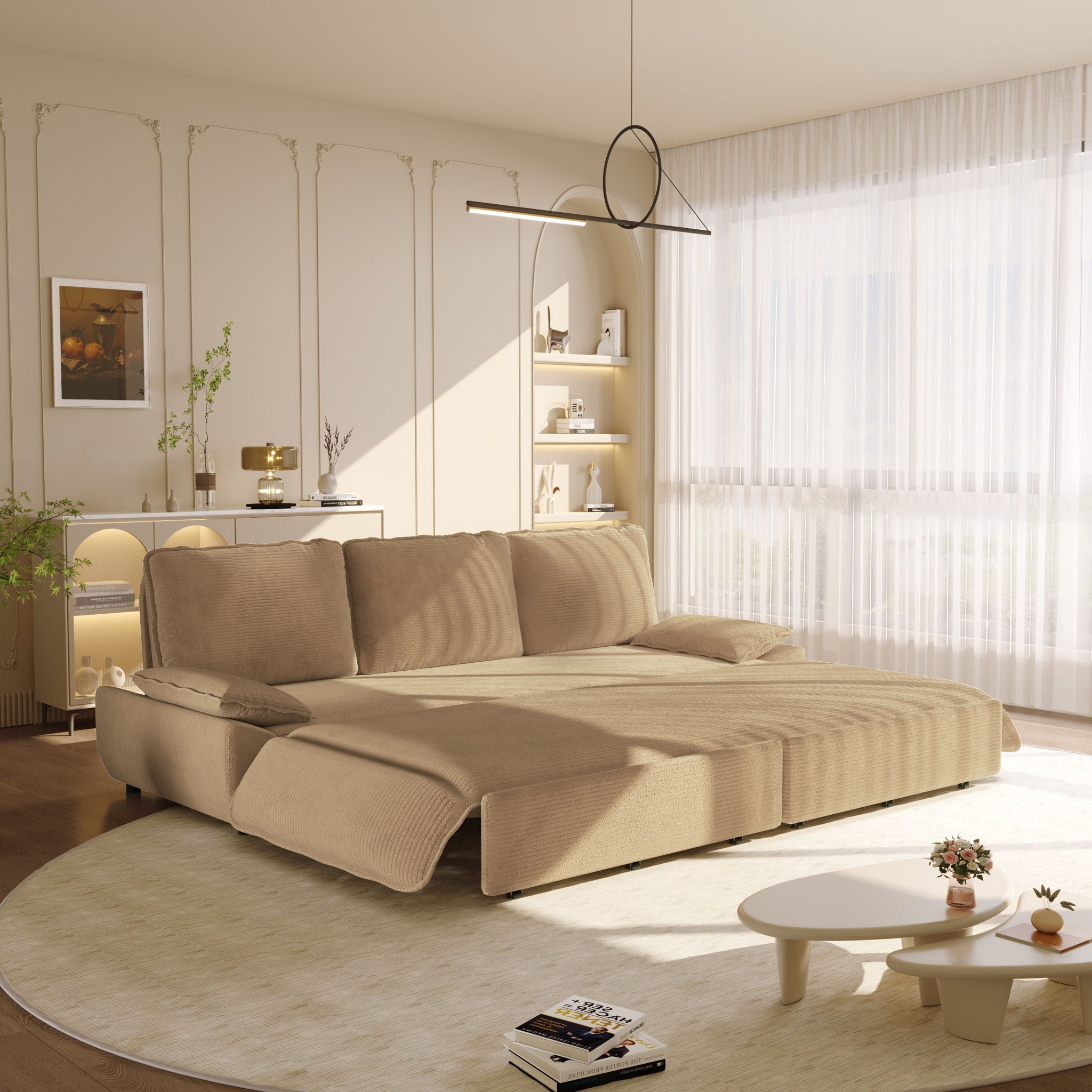 King Size Pull Out Sofa Bed, 3 In 1 Convertible Multifunctional