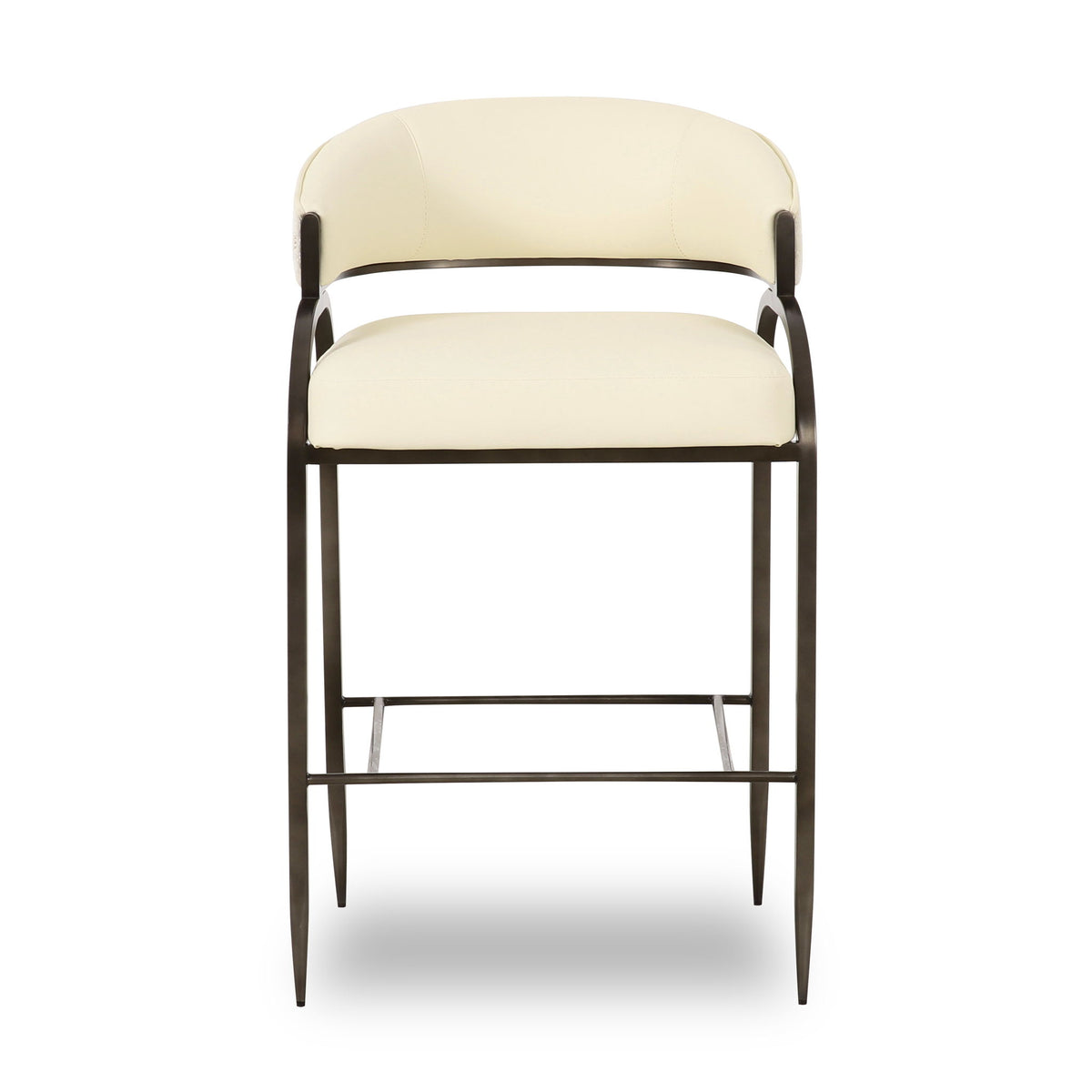 Tatum - Vegan Leather And 2-Tone Jacquard Counter Stool - Cream