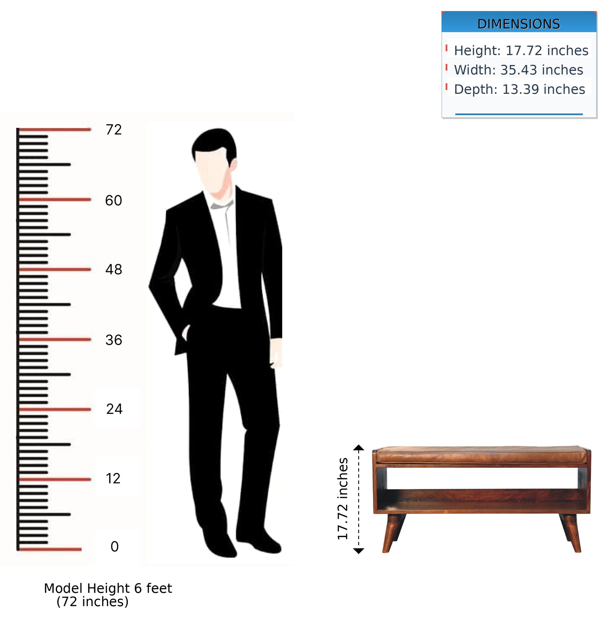 Solid Wood Bench With Upholstered Sea