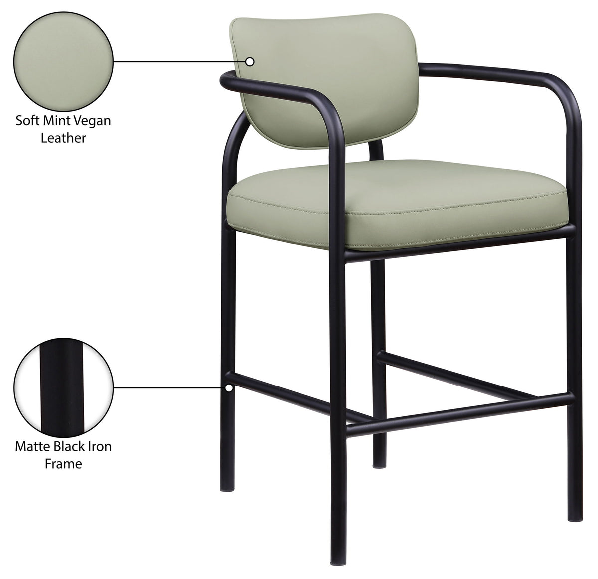 Serava - Vegan Leather Upholstered Bar Stool