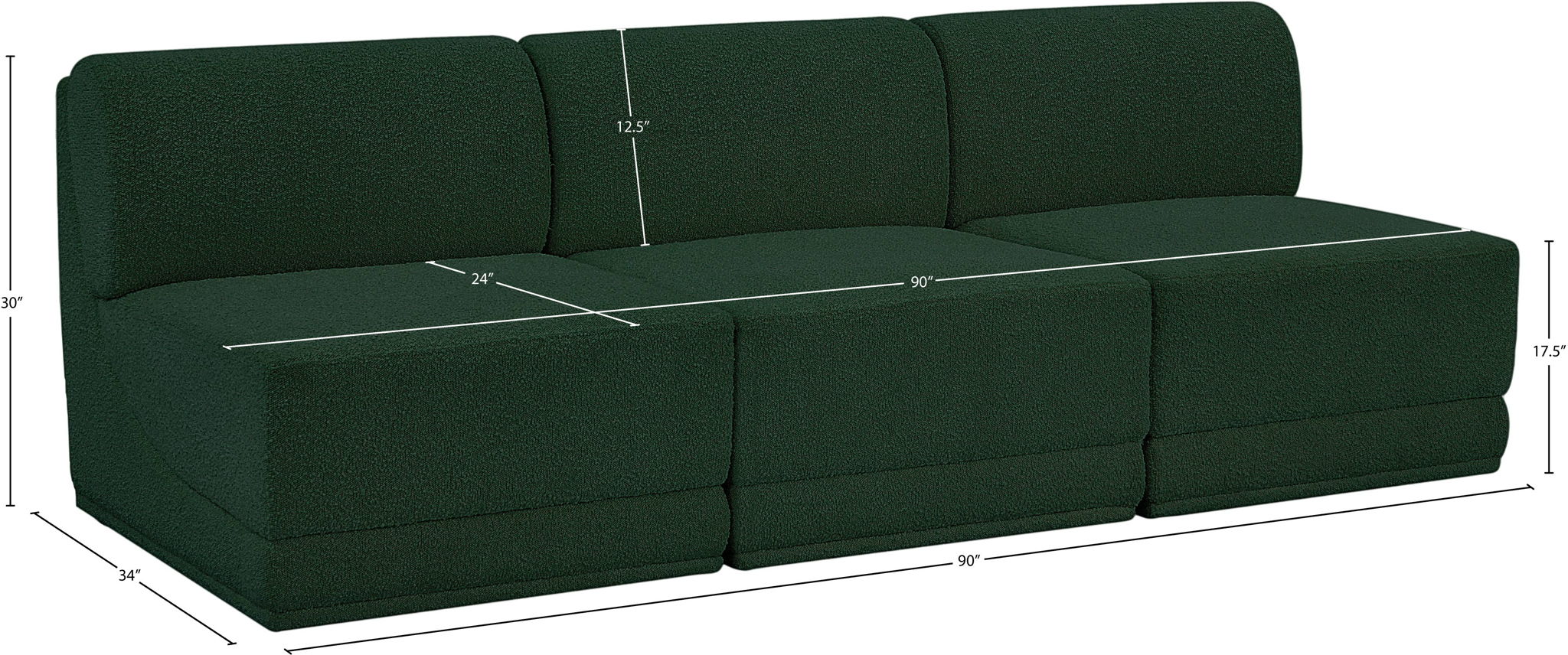 Ollie - 3 Seat Armless Modular Sofa