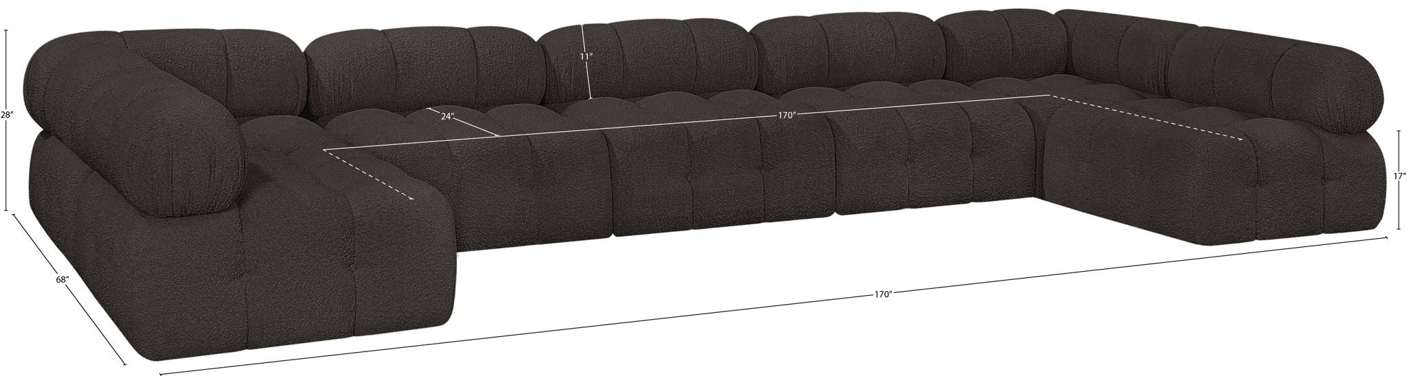 Ames - 7 Piece Boucle Fabric Modular Sectional