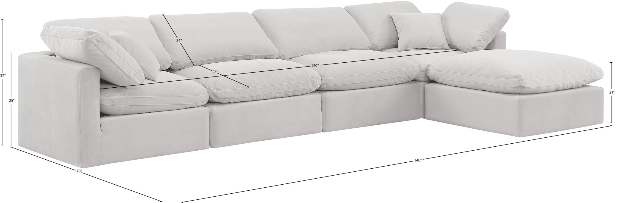 Indulge - Velvet 5 Piece Modular Sectional With Chaise