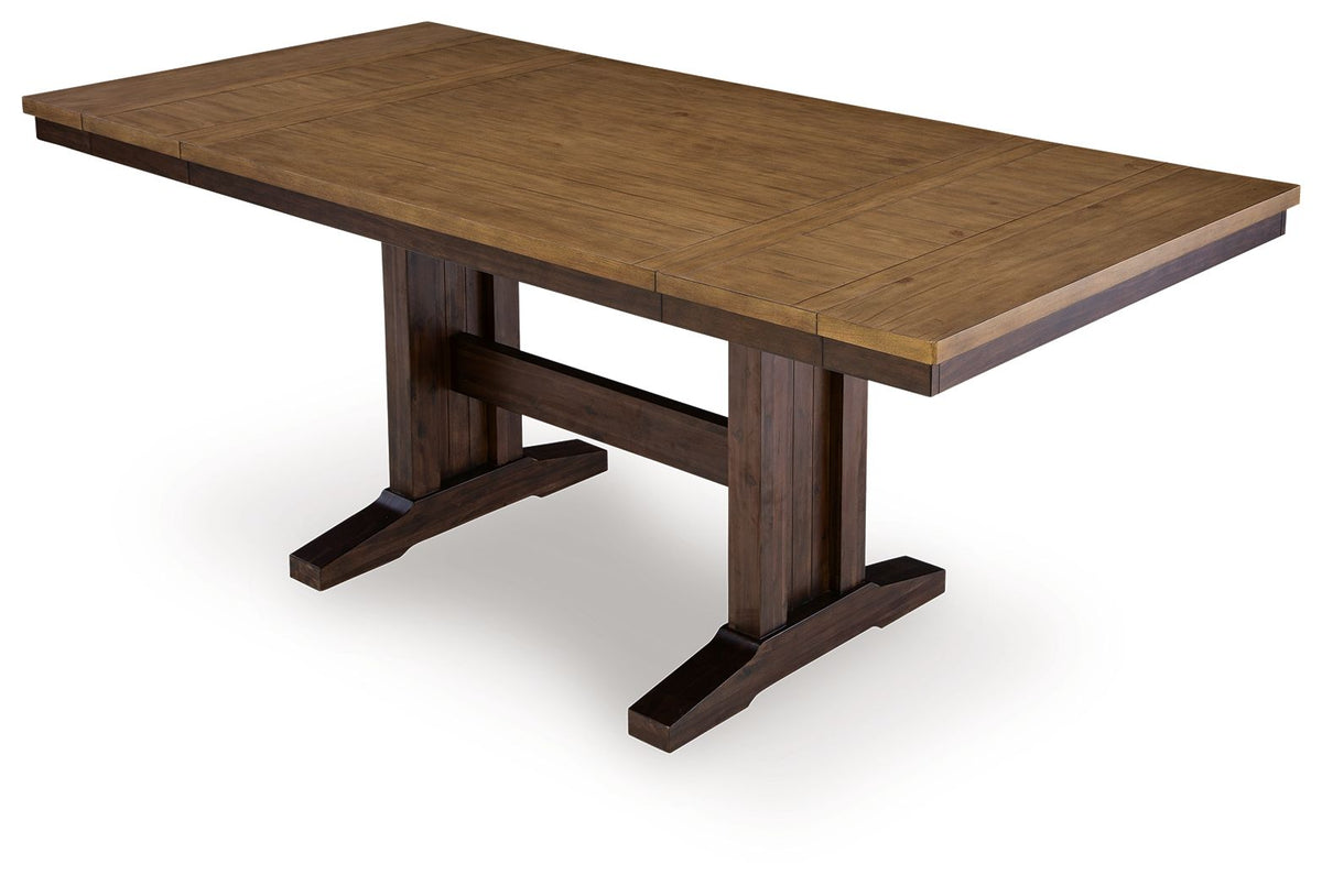 Rylandeen - Rectangular Dining Room Counter Height Extension Table - Light Brown / Dark Brown