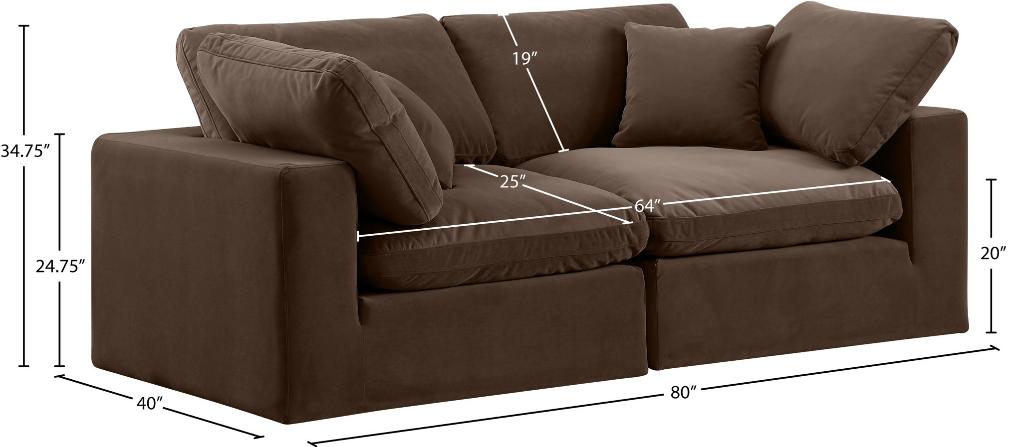 Comfy - Velvet Modular Sofa 2 Seats
