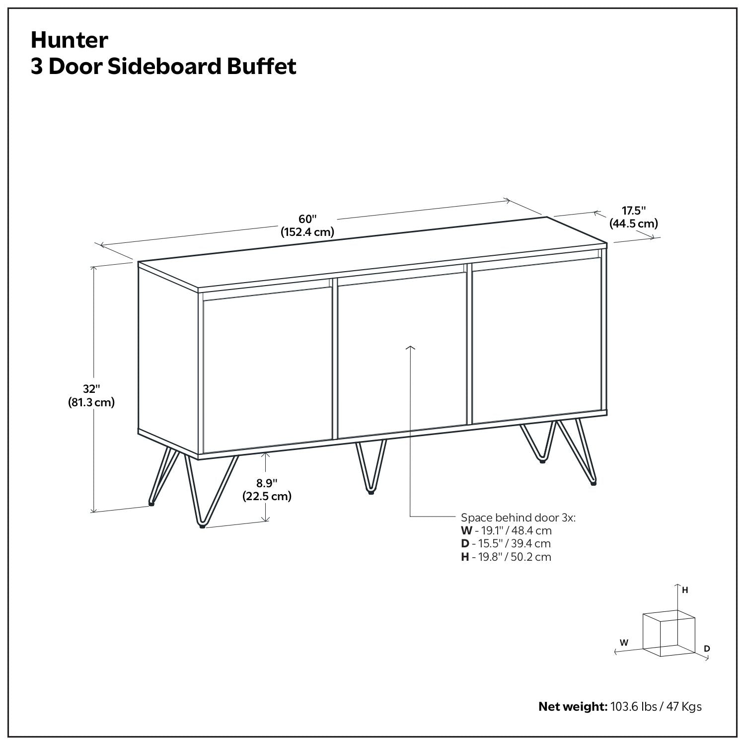 Hunter - 3 Door Sideboard