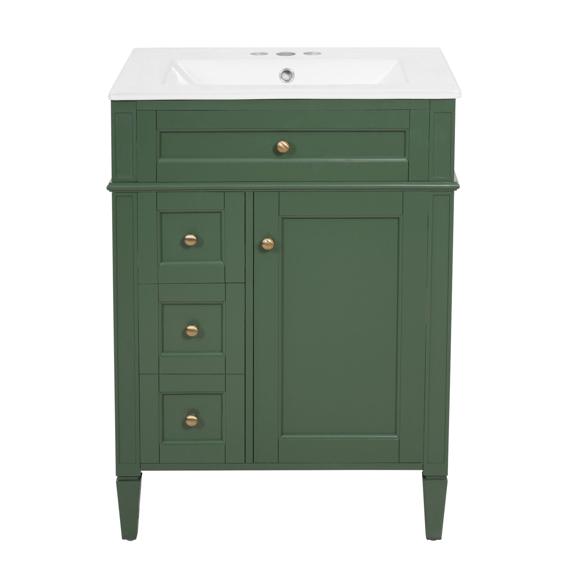Bathroom Vanity With Top Sink, Storage Cabinet With 2 Drawers And Tip-Out Drawer