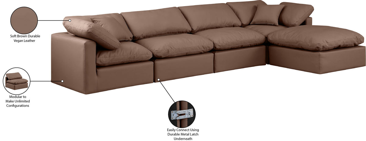 Indulge - Faux Leather 5 Piece Modular Sectional With Chaise