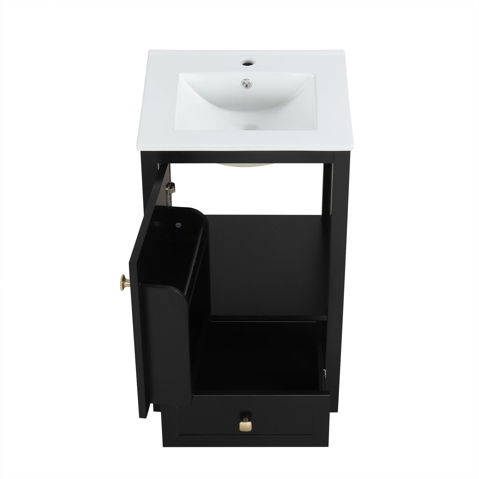 Bathroom Vanity With Sink, Soft Closing Cabinet Door, Storage Rack And Drawer