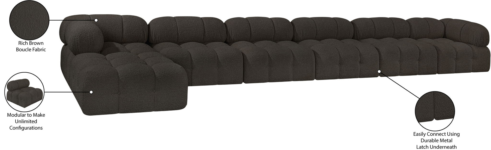 Ames - 7 Piece Boucle Fabric Modular L-Shaped Sectional