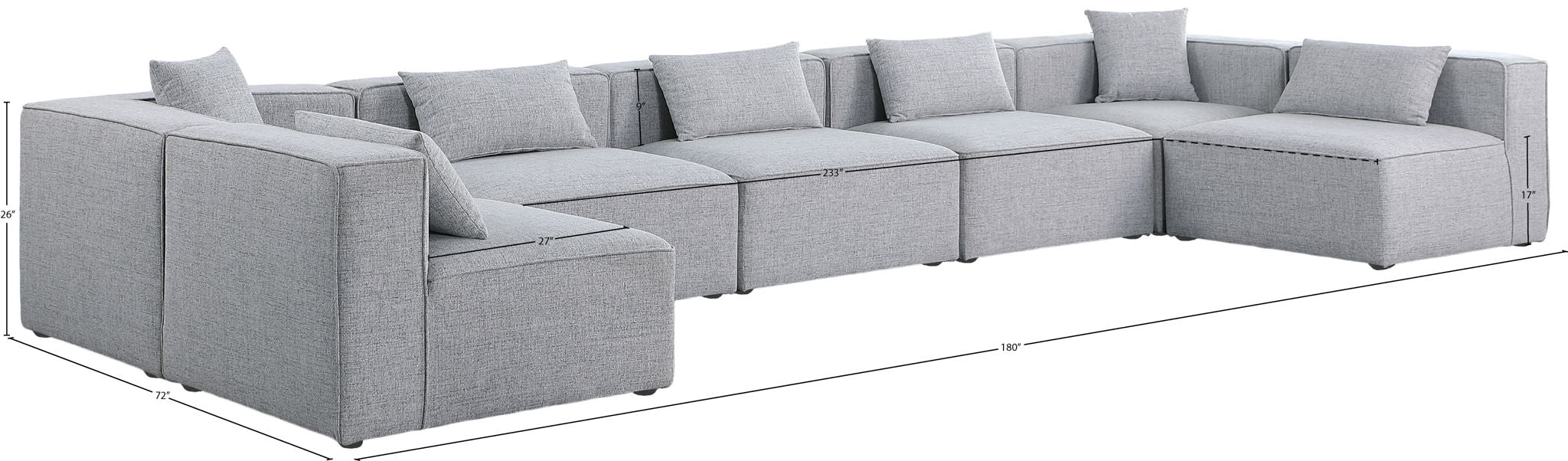 Cube - Linen 7 Piece Modular U-Shaped Sectional