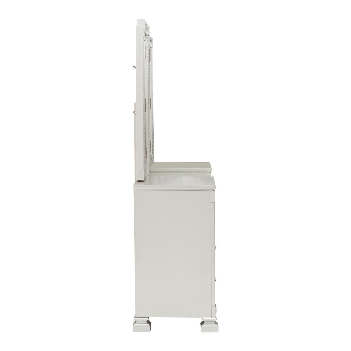 Bevelle - Vanity Dresser With Mirror - Silver