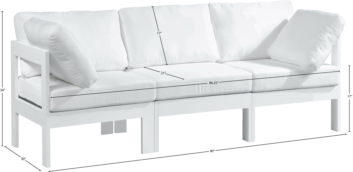 Nizuc - Outdoor Patio 3 Seat Modular Sofa With White Frame