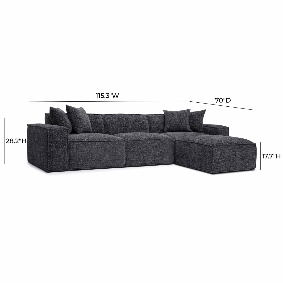 Mindy Dark Gray Chenille Basketweave Modular Sectional