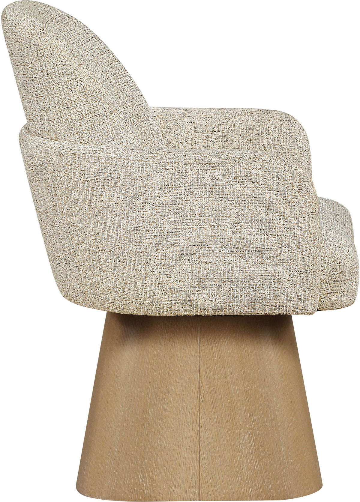 Marlowe - Linen Textured Fabric Upholstered Swivel Dining Arm Chair - Stained Natural
