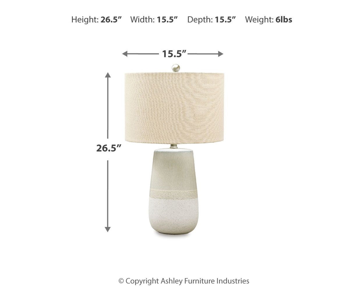Shavon - Ceramic Table Lamp - Beige / White