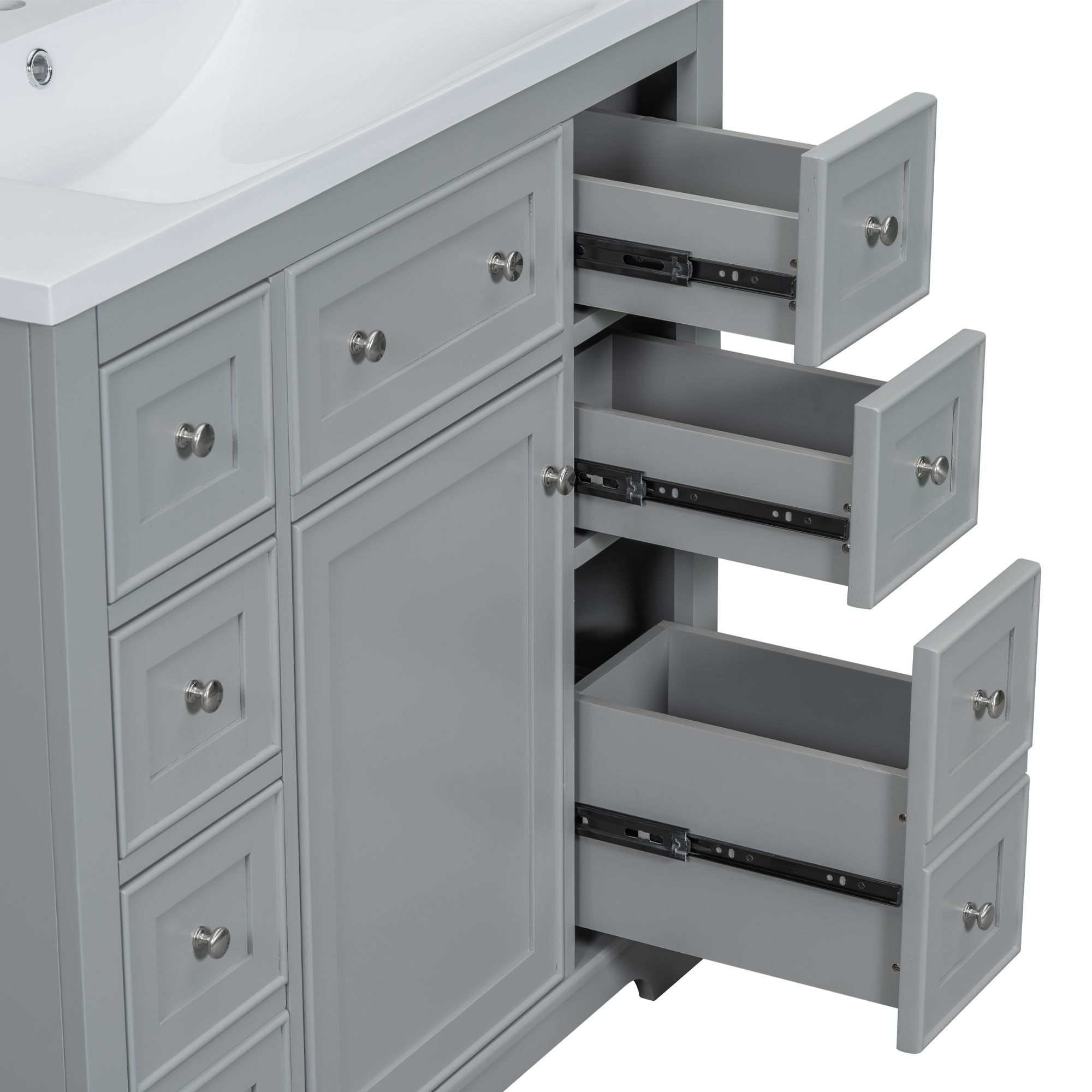 Modern Bathroom Vanity With Sink Combo, 6 Drawers And 1 Cabinet