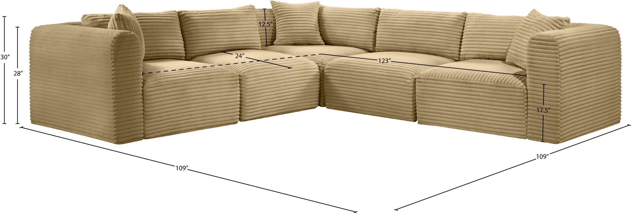 Shaggy - 5 Piece Modular Corner Sectional