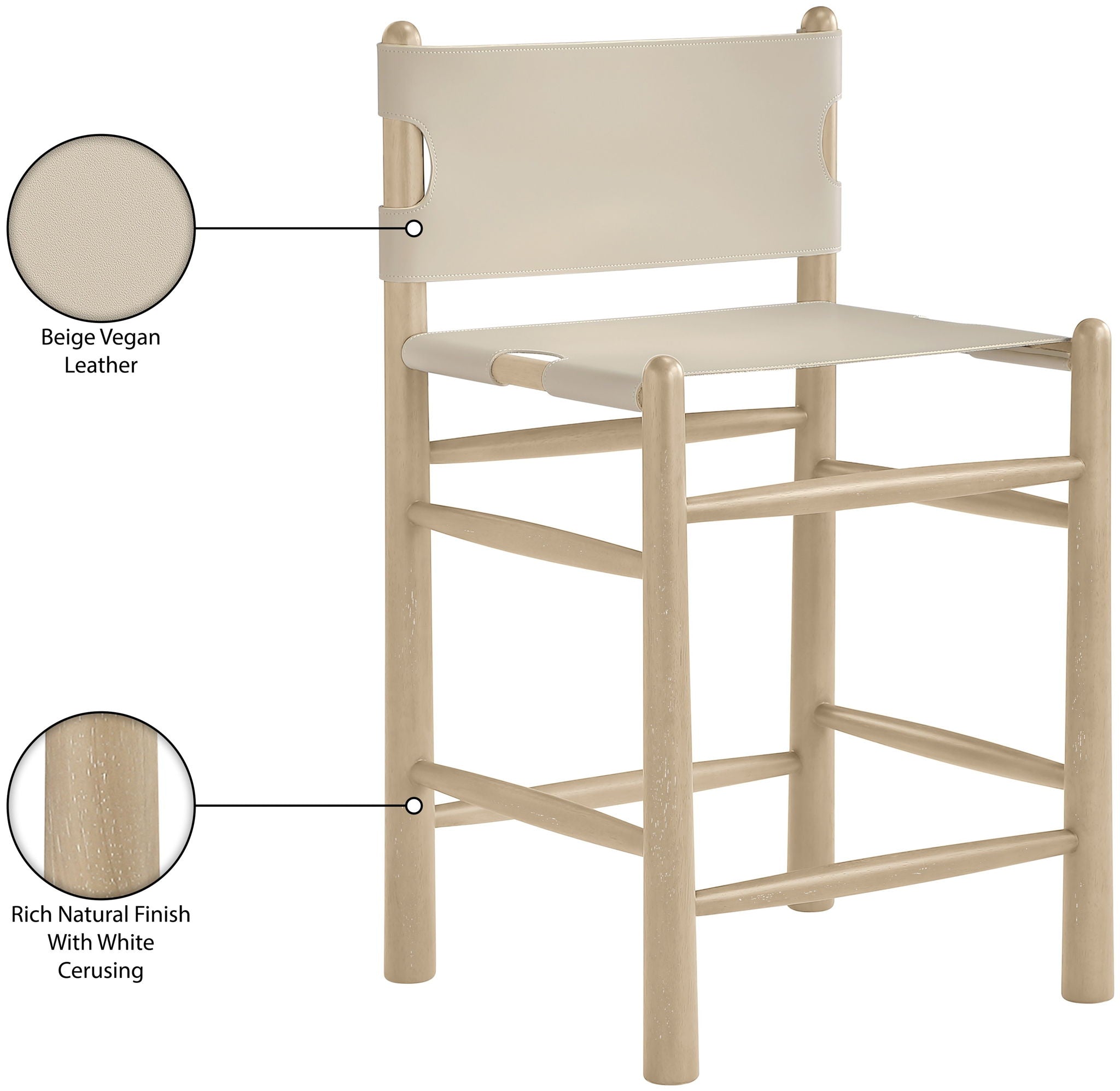Santos - Upholstered Counter Stool With Stained Natural Base