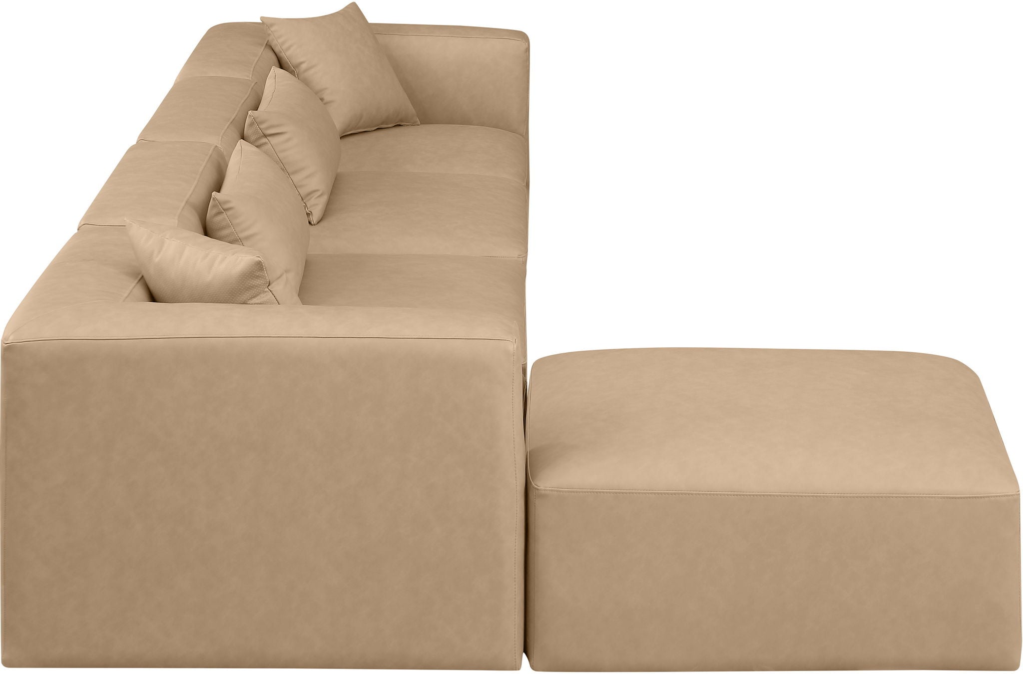 Cube - 5 Piece Modular Sectional With Chaise - Tan