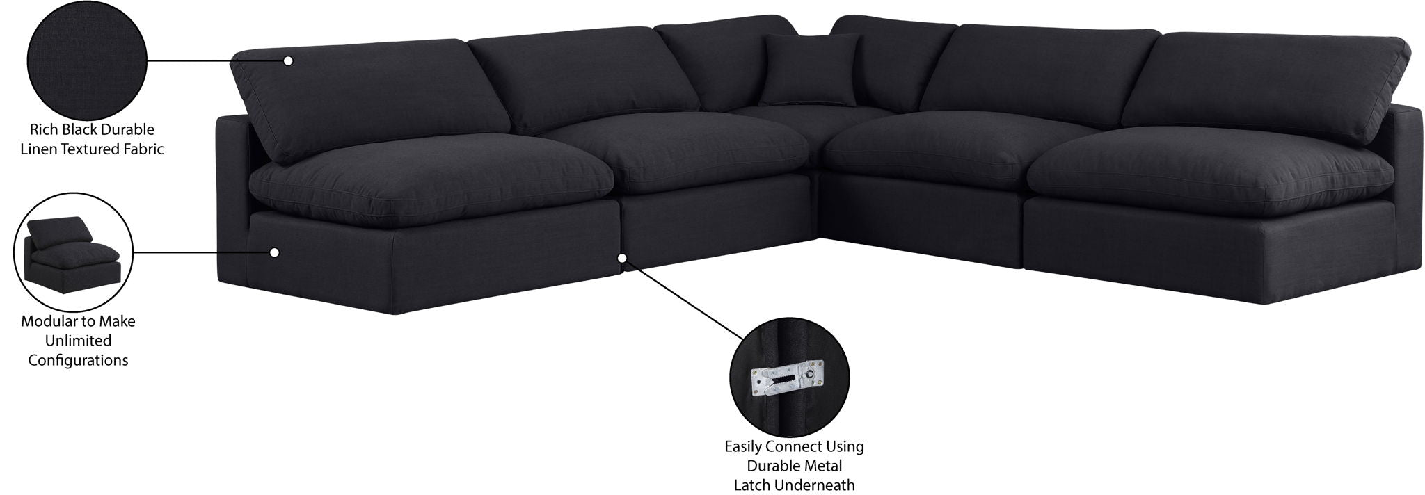 Comfy - 5 Piece Linen Modular Corner Armless Sectional