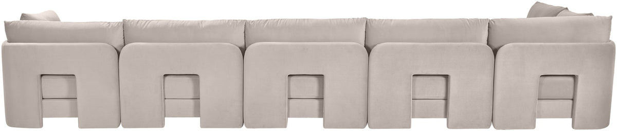 Hammond - Velvet Performance Fabric Upholstered 6 Piece L-Shaped Armless Sectional
