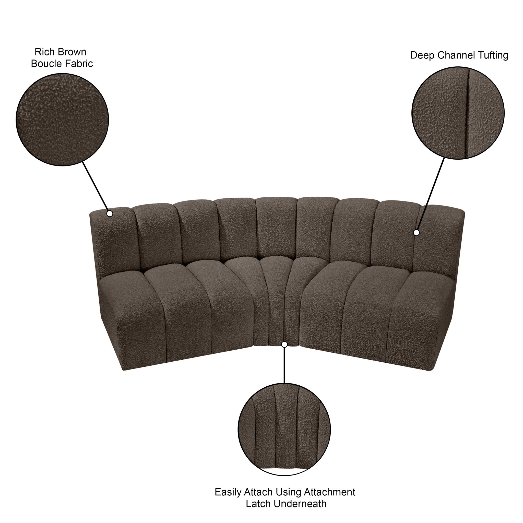 Arc - Boucle Fabric 3 Piece Modular Corner Sofa
