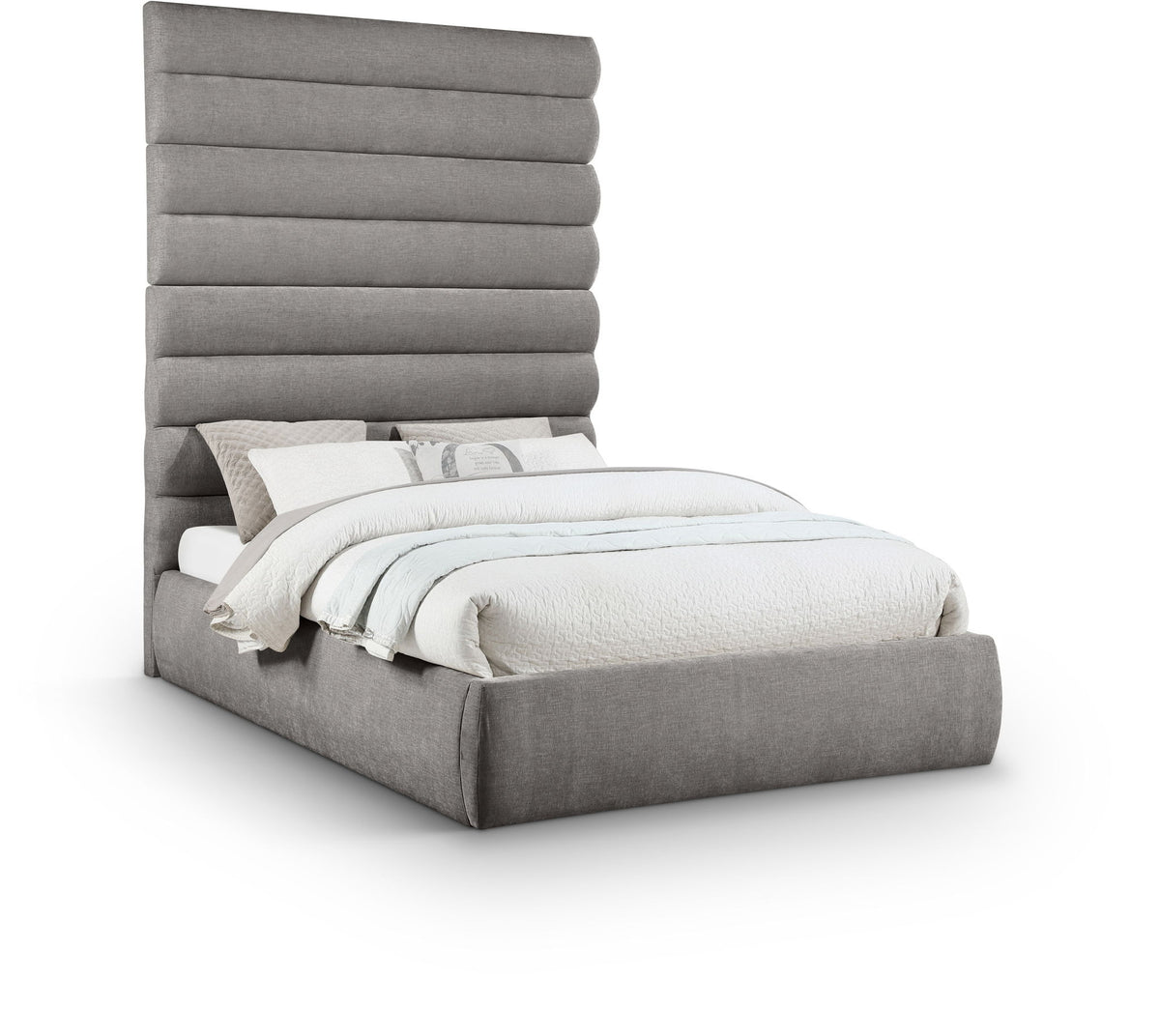 Adam - Chenille Fabric Bed With 89" Headboard