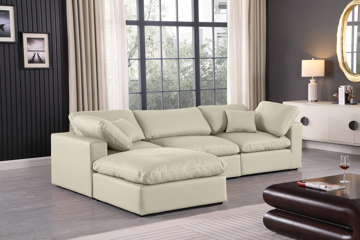 Comfy - 4 Piece Faux Leather Modular Sectional With Chaise