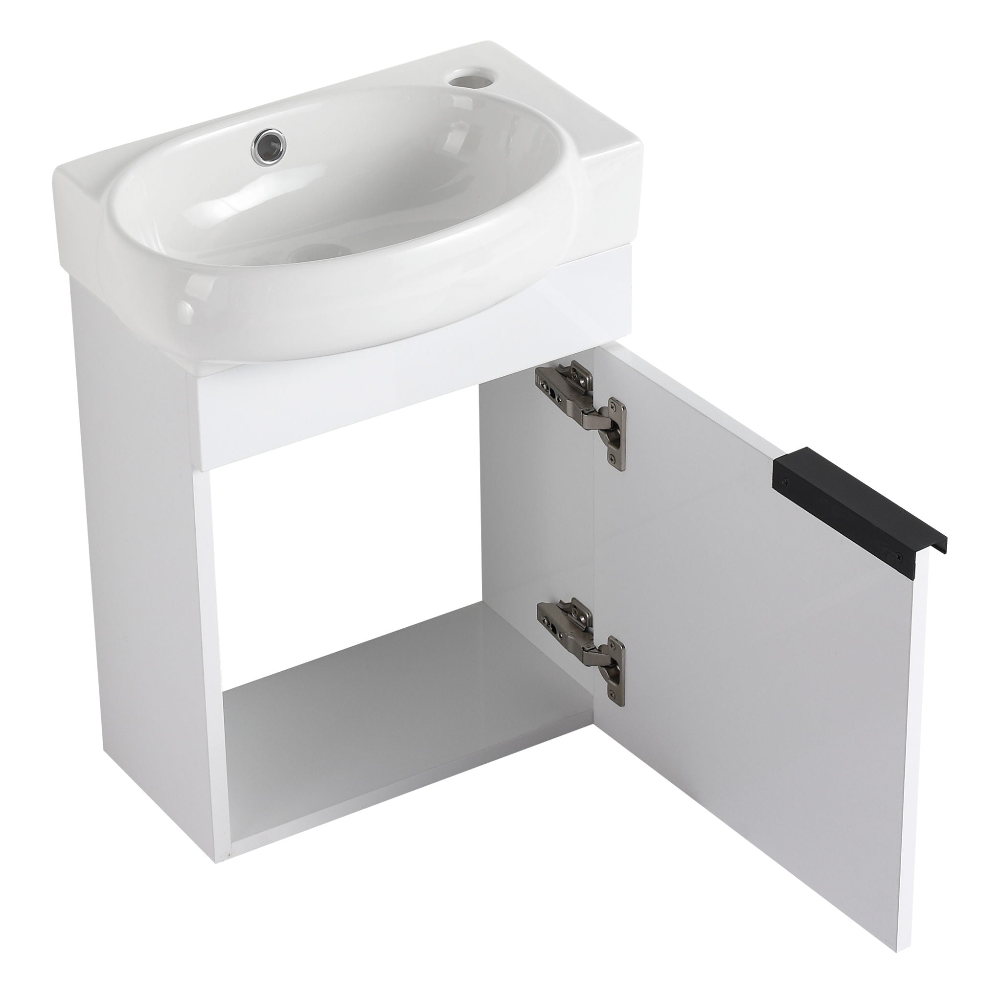 Wall Mounted Bathroom Vanity With Sink And Storage Rack, Soft Close Doors