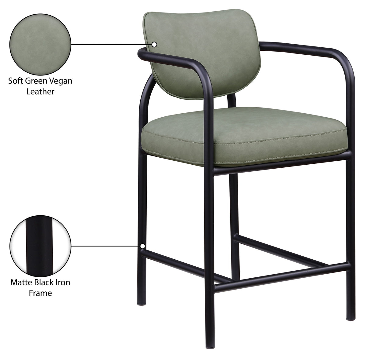 Serava - Vegan Leather Upholstered Bar Stool