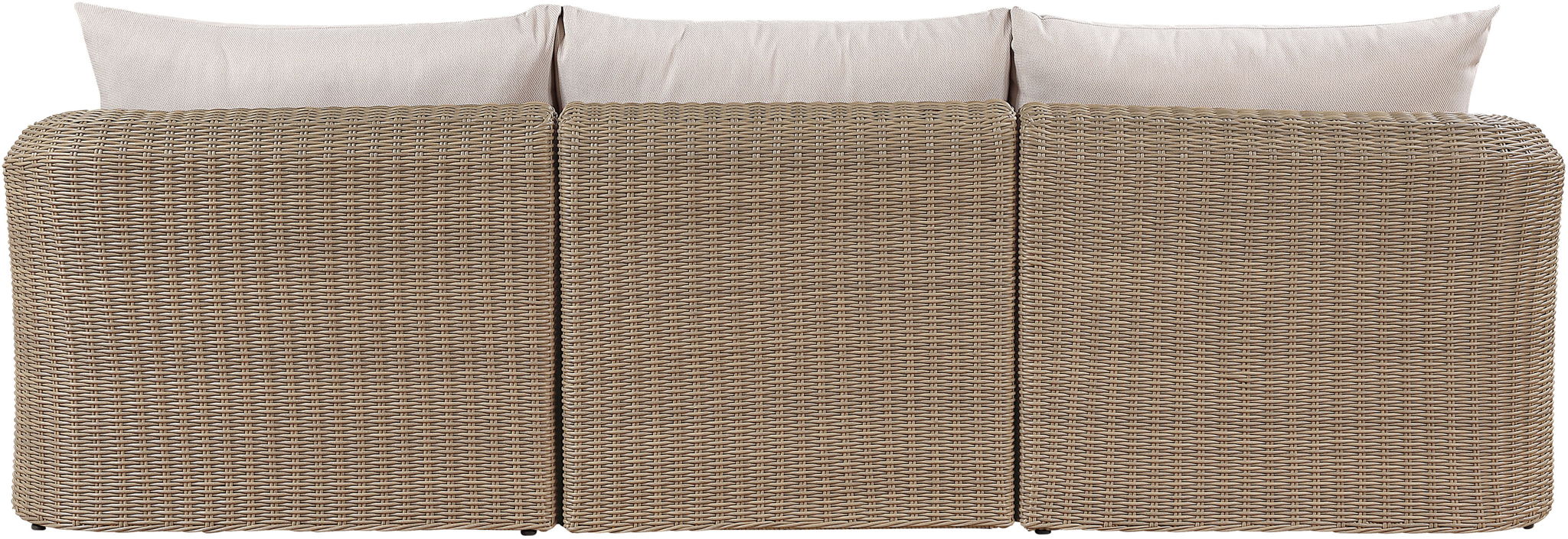 Seacrest - Olefin Water Resistant Fabric And Wicker 3 Piece Outdoor Patio Modular Sofa