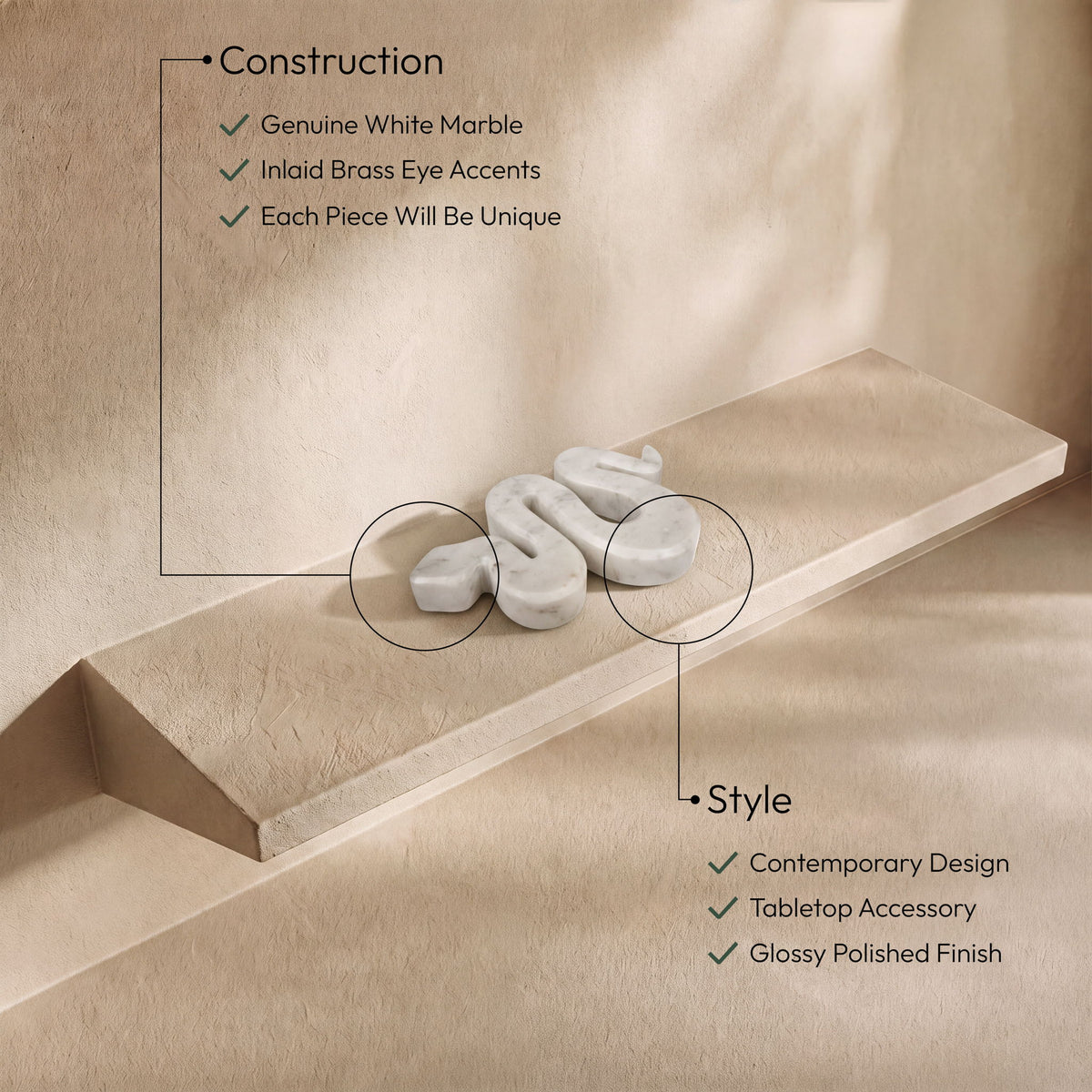 Asp - Genuine Marble Tabletop Object