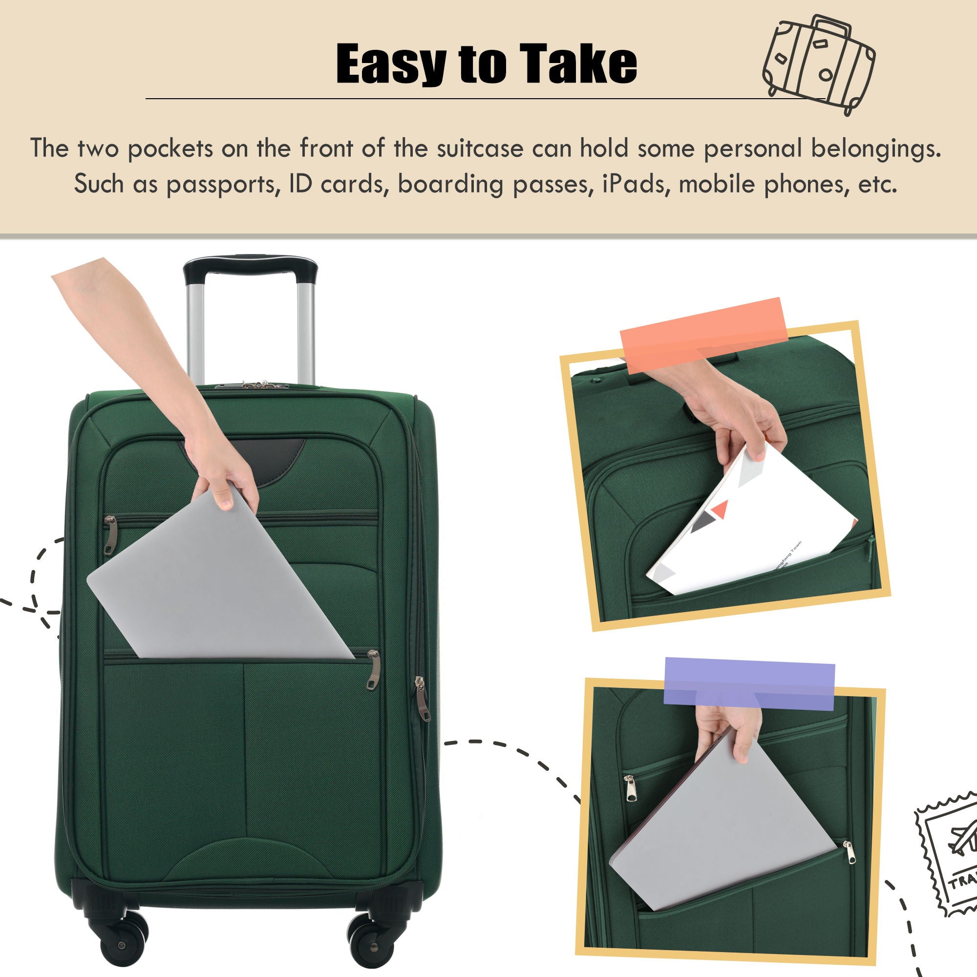 Softside Luggage Expandable Set With Duffel Bag Upright Spinner