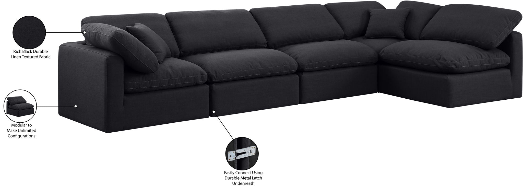 Indulge - Linen 5 Piece Modular Sectional