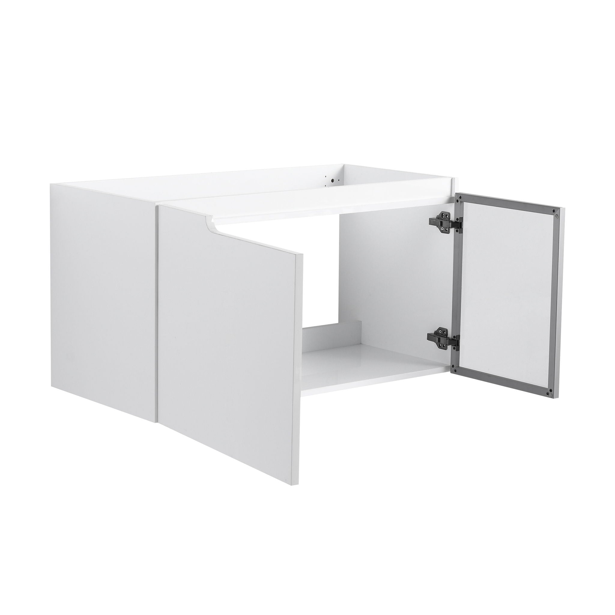 36" (35 1 / 4") Wall Mounted Bathroom Vanity, Cabinet With Half Door (Excluding Sink) - Glossy White