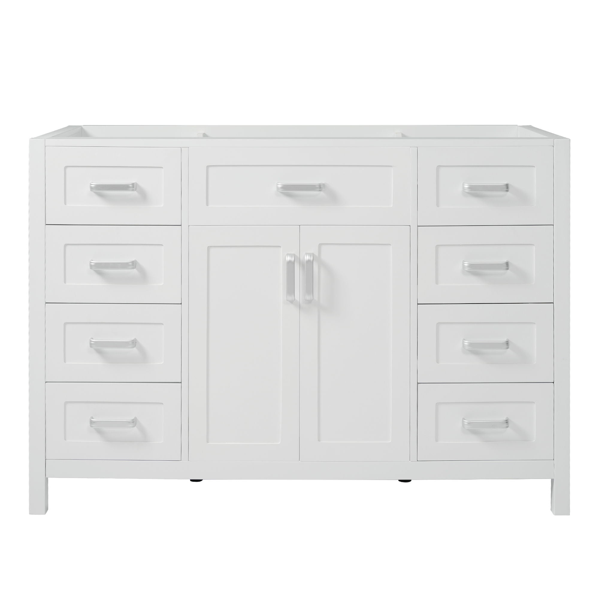 Bathroom Vanity Cabinet Only With 2 Soft Close Doors And 8 Drawers - White