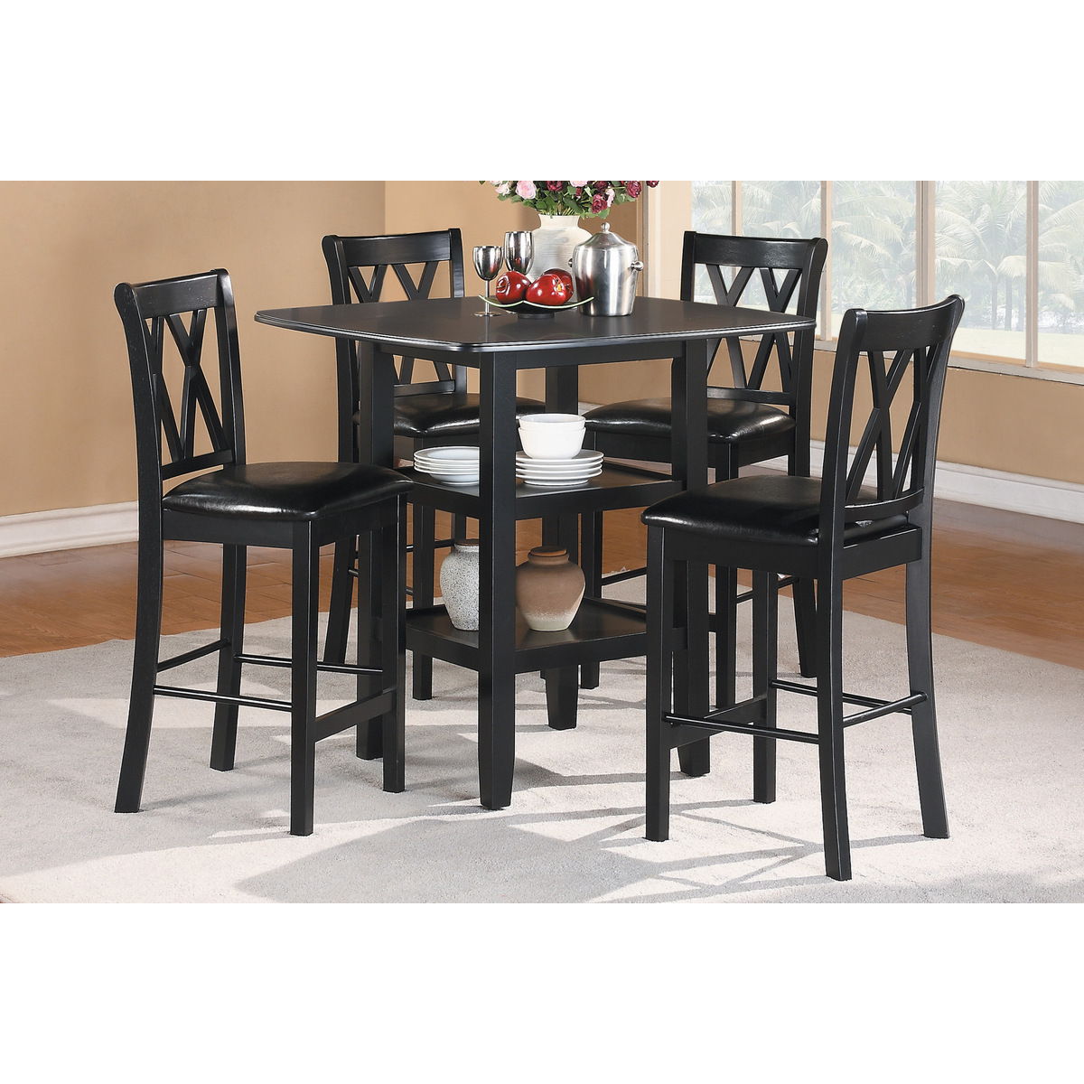 Norman - 5 Piece Pack Counter Height Set - Black