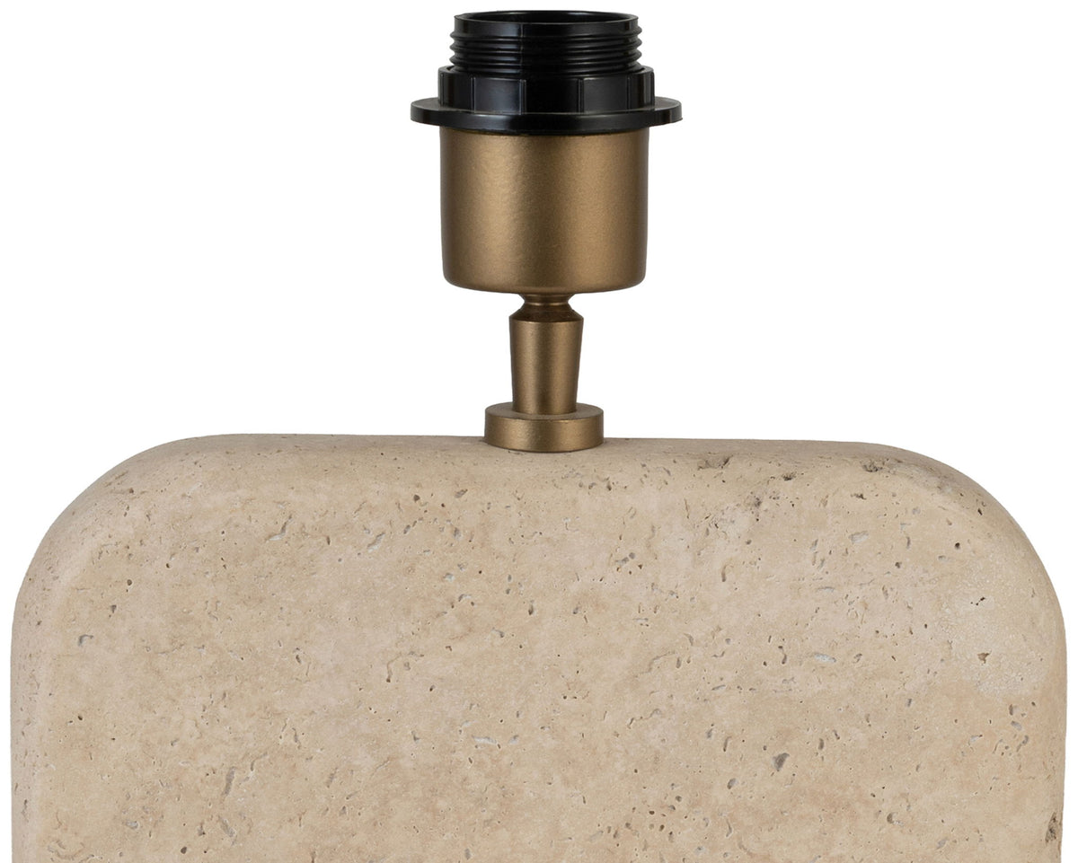 Solis - 14" Genuine Marble And Mango Wood Base With Linen Textured Fabric Shade Table Lamp