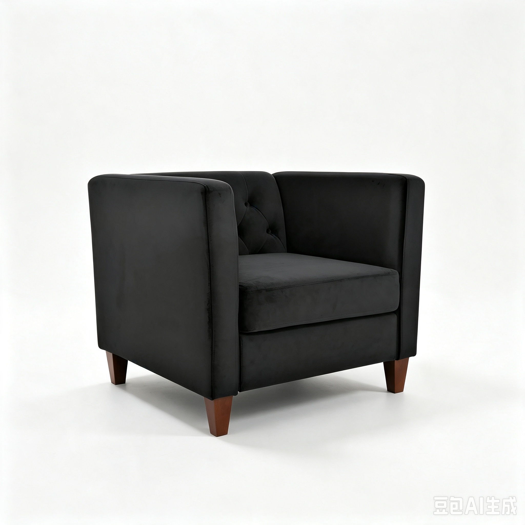 Button Tufted Accent Chair, Square Arms