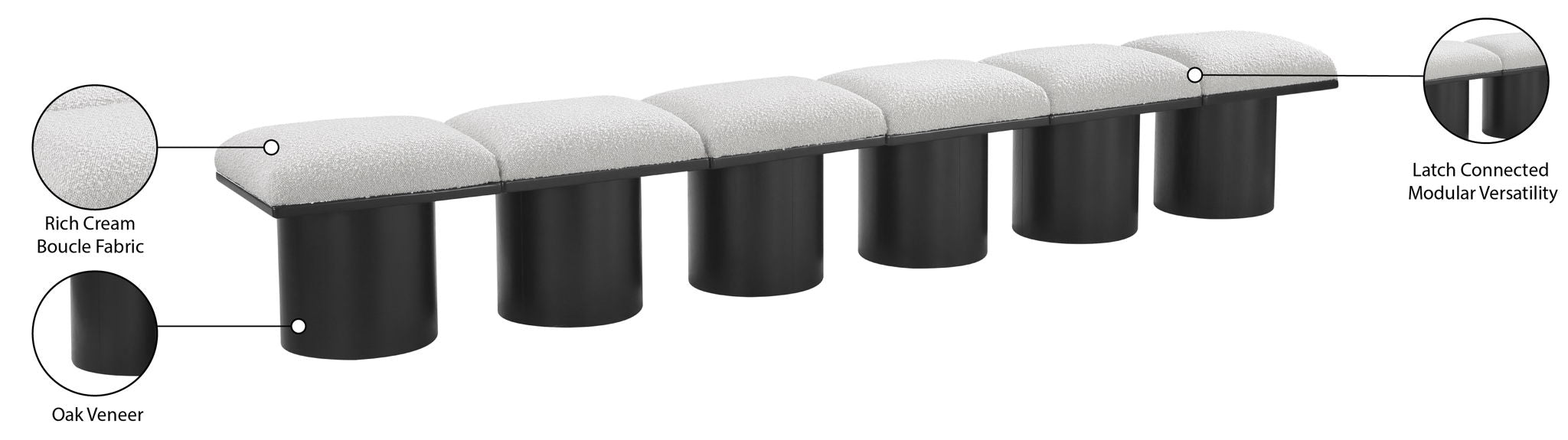 Pavilion - 6 Piece Modular Bench With Black Base