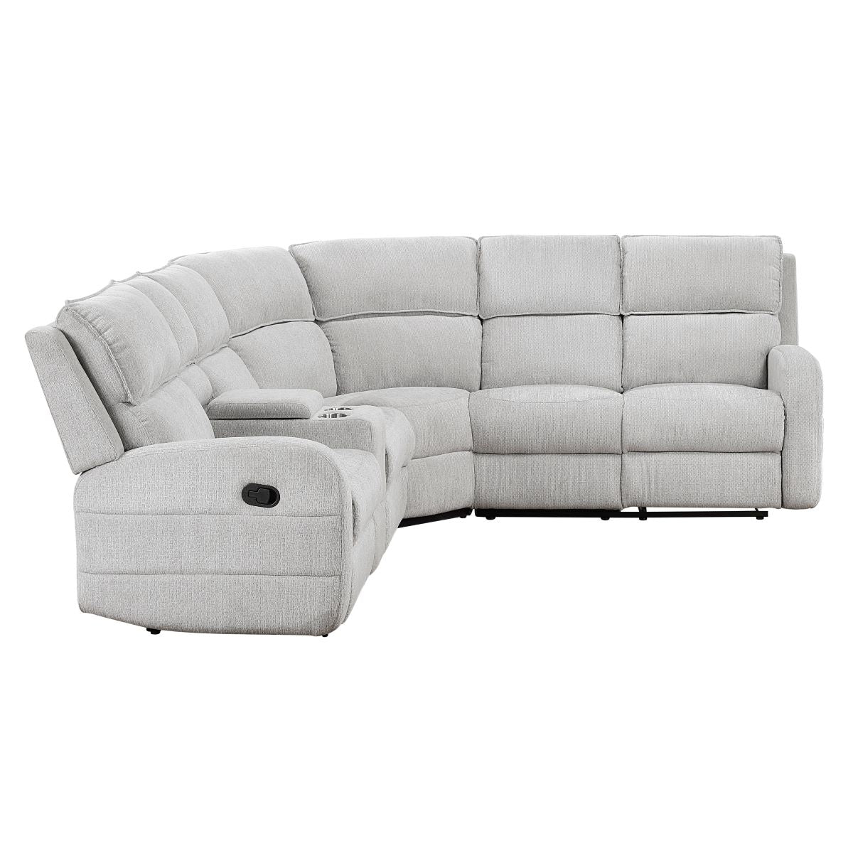 Thorne - 3 Piece Reclining Sectional With Left Console - Light Gray