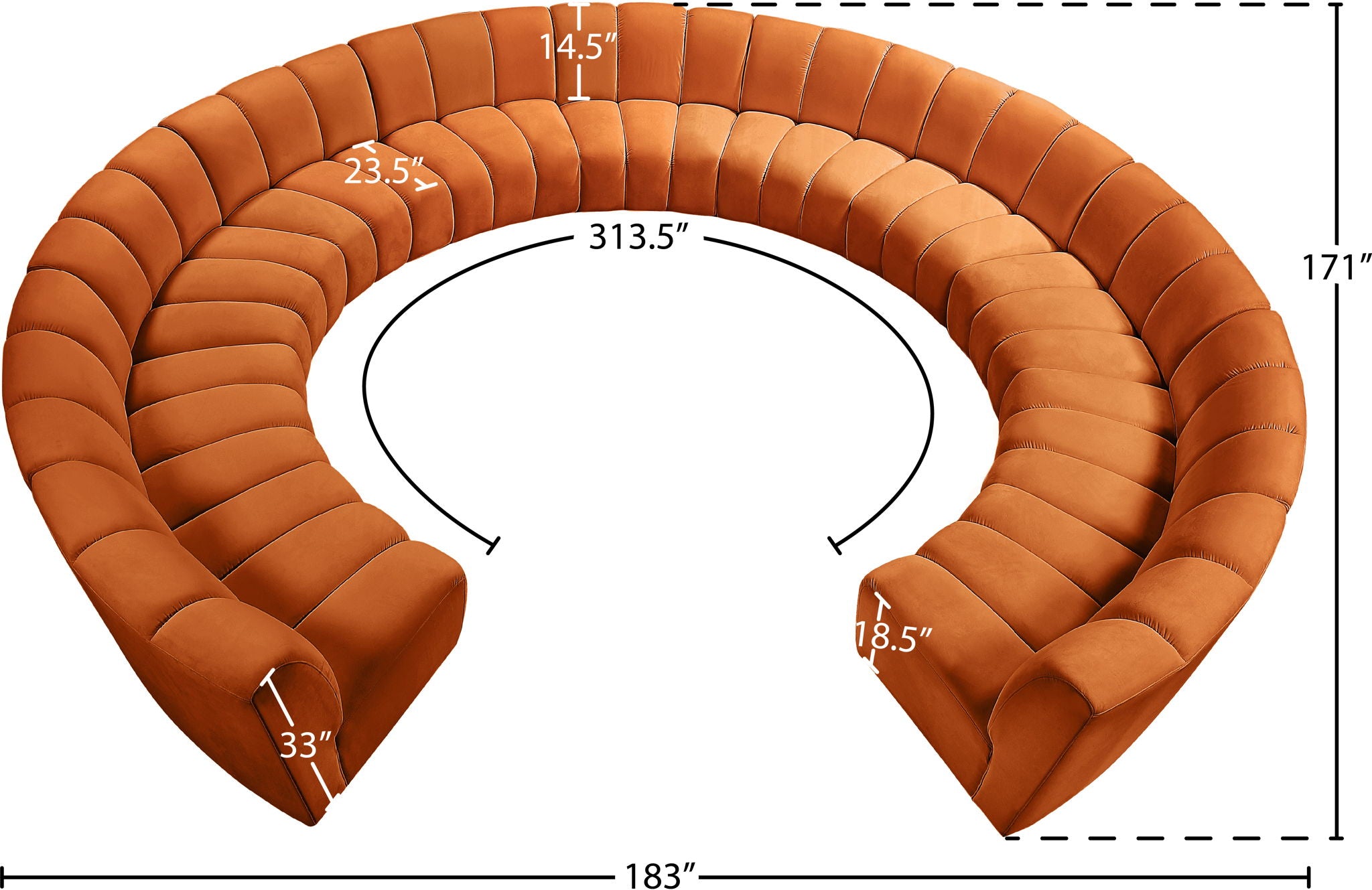 Infinity - 11 Piece Velvet Modular Sectional