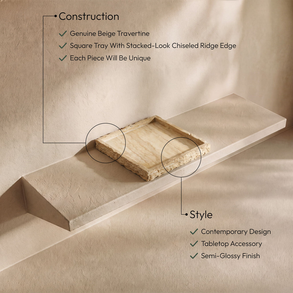 Chambers - Travertine Tray - Beige