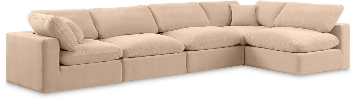 Comfy - 5 Piece Velvet Modular Sectional